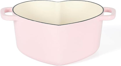 Heart Shaped 4-Quart Enamel Cast Iron Dutch Oven - Pink