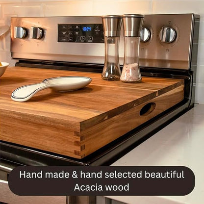 Acacia Noodle Board for Gas Stove Top - Stove Top Covers for Gas Burners - Wooden Kitchen Sink Cover for Counter Space & Decorative Tray (30" x 22")