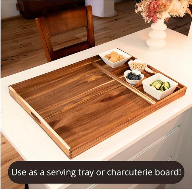 Acacia Noodle Board for Gas Stove Top - Stove Top Covers for Gas Burners - Wooden Kitchen Sink Cover for Counter Space & Decorative Tray (30" x 22")