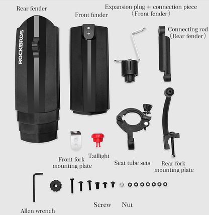 Bicycle Retractable Mudguard-Super Pressure Resistant, With Taillights